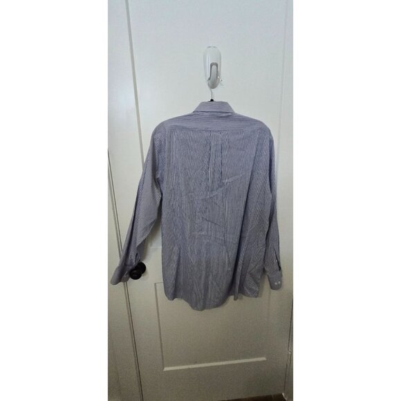 Arrow Fairfield Point Mens Blue/White Striped Button-Up Dress Shirt Wrinkle Free - Picture 2 of 3